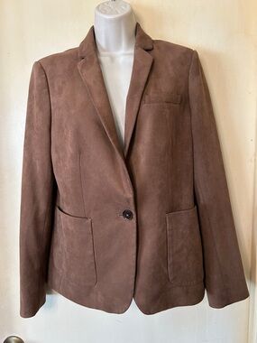Tommy Hifiger Brown Faux Suede Blazer Jacket - Tailored Single-Button size S